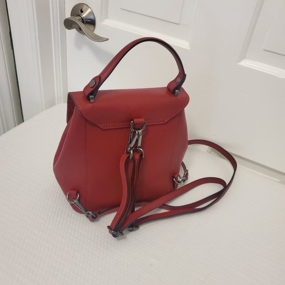 Cielo Celeste Italian Red Leather Convertible Backpack, Satchel, Shoulder Bag main image 10